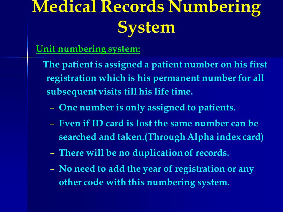 Terminal digit filing system medical records